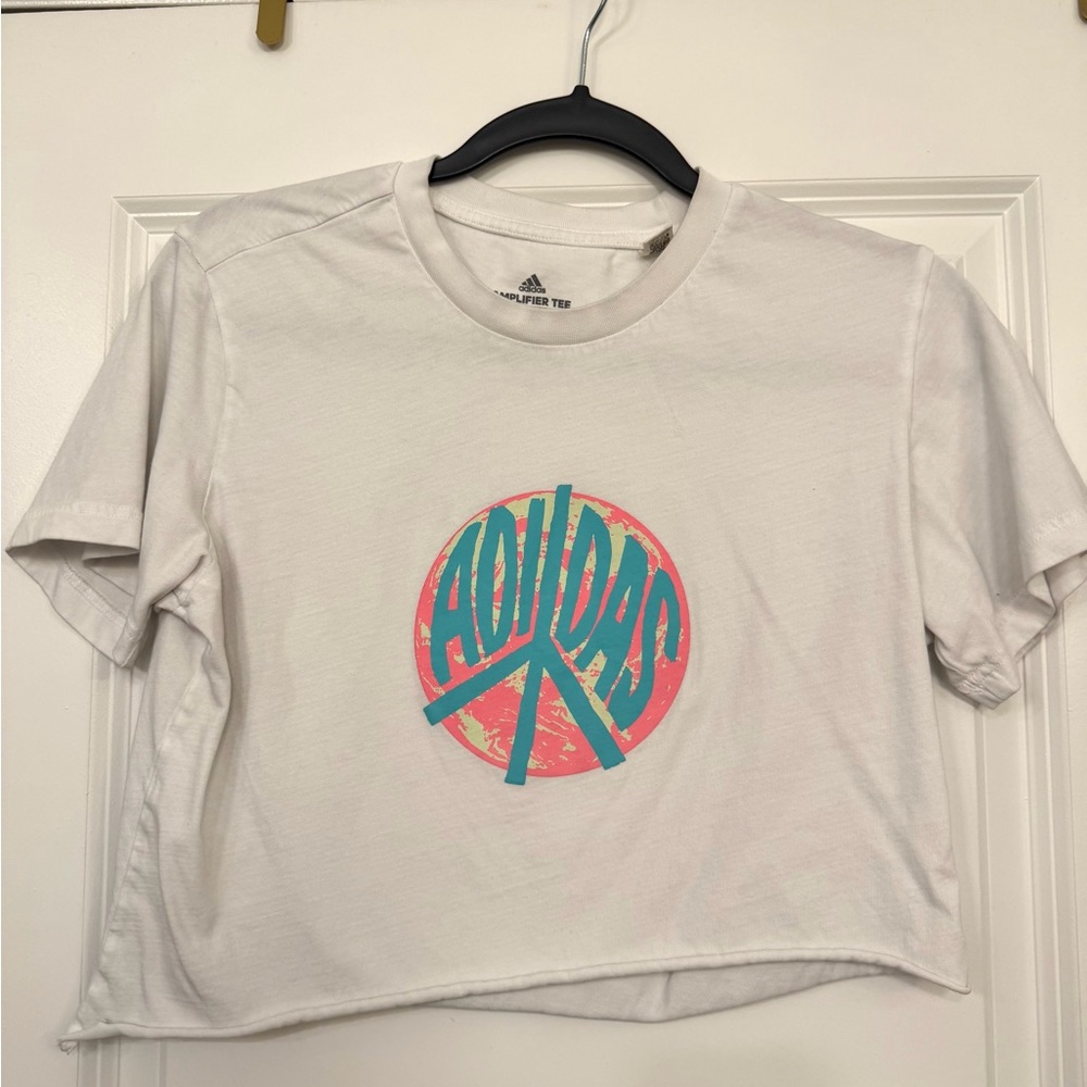 Adidas White Tee with Vibrant Logo